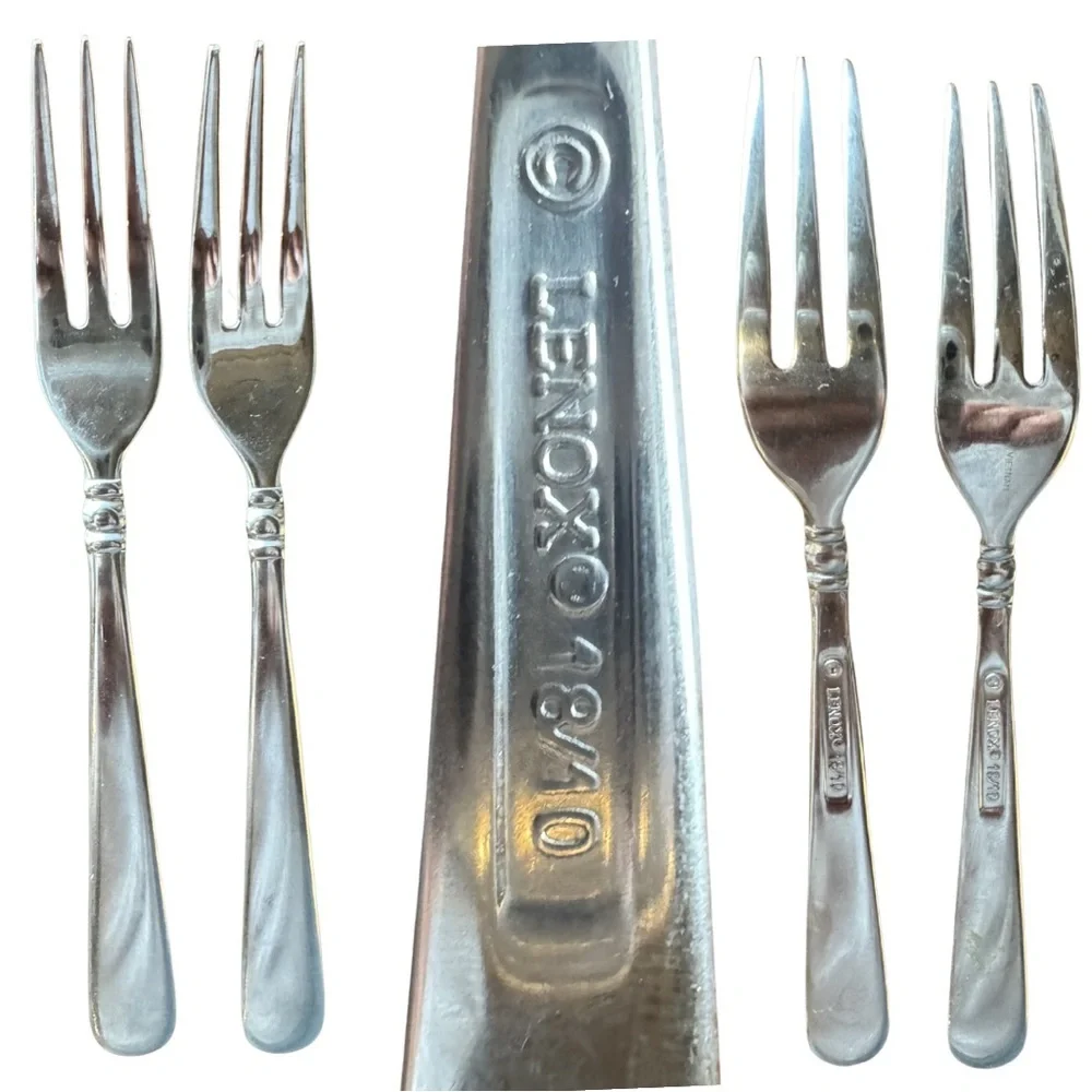Lenox 18/10 Cocktail Forks Pair replacements three tine stainless nickel silver